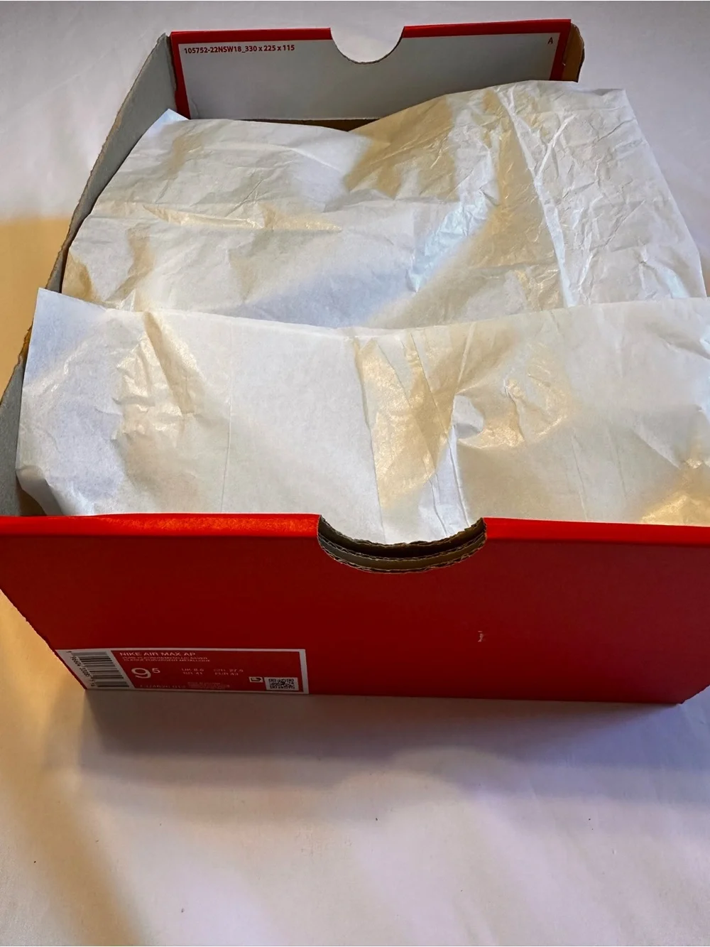 Nike Air Max AP Light Gray and Red Air Max Running Sneakers Size 9.5 Box No Lid